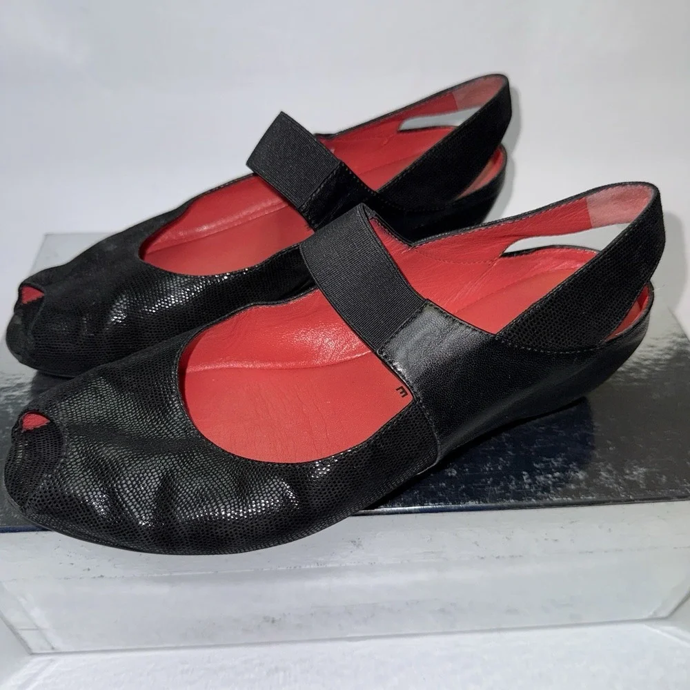 Pas de Rouge Women's R918‎ Silvia Black Lizard/Nappa Italy Size EU 37 US 6.5